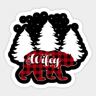 Wifey Bear Buffalo Red Plaid Matching Family Christmas Sticker